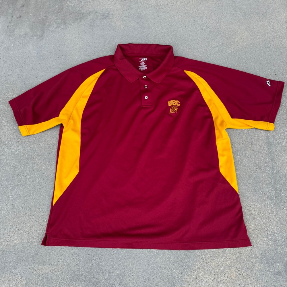 Pro Player USC Trojans Polo Shirt Mens XL Cardinal Gold NCAA Football